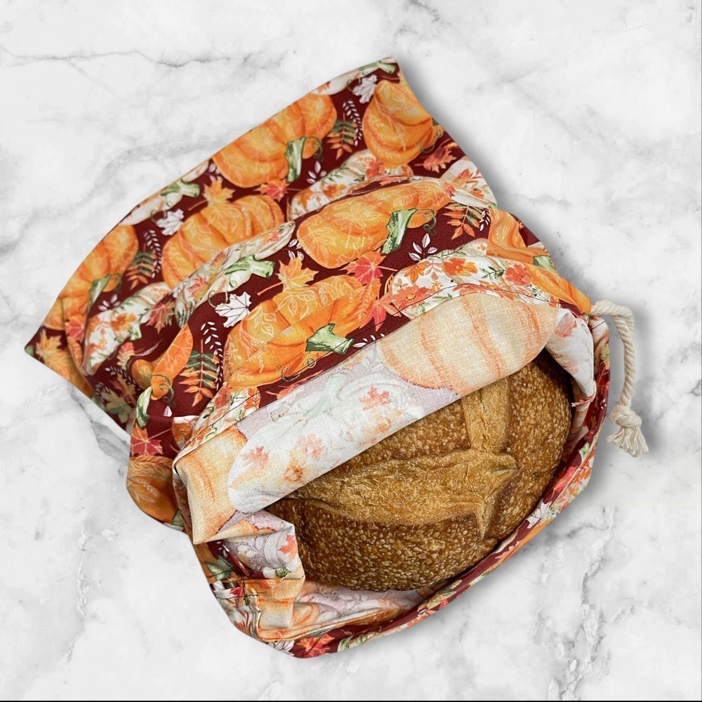 Fall Linen Cotton Bread Bag, Eco-Friendly and Reusable Storage Bread Bag